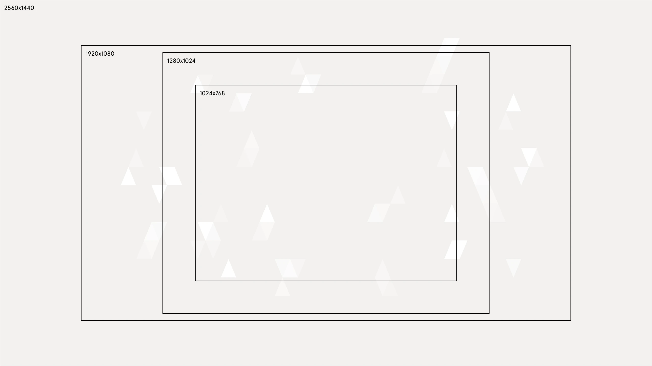The triangular grid mapped across four nested screen sizes, from 1024x768 up to 2560x1440