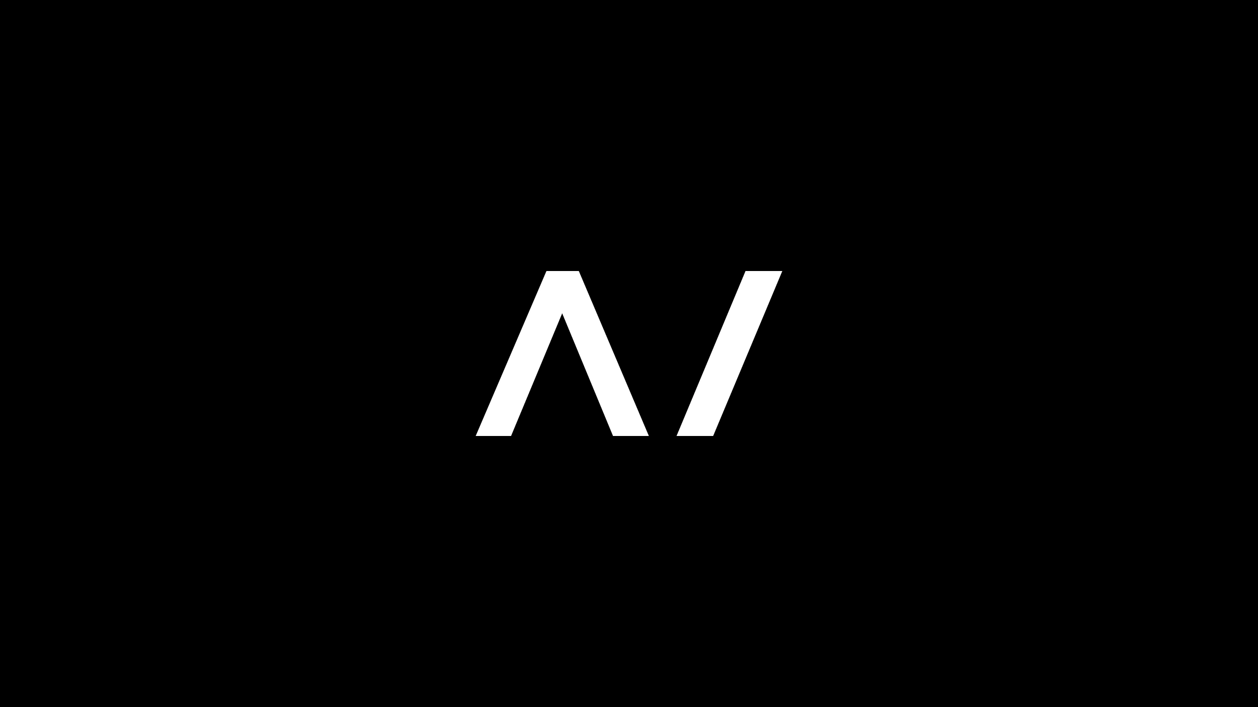 The Allvest mark in white on black: two angled strokes forming an A and a V that read as a single rising shape